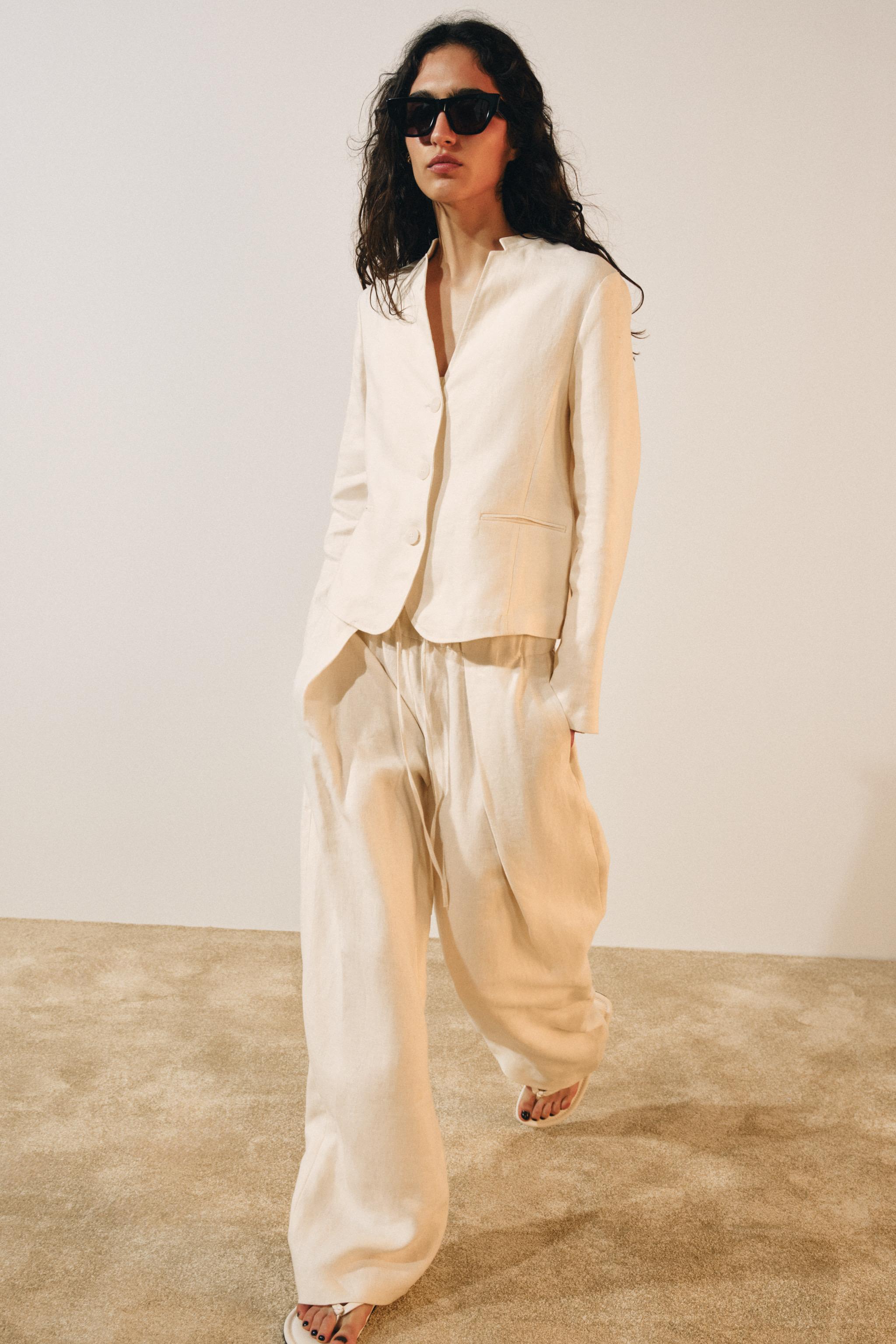 100% LINEN PLEATED PANTS ZW COLLECTION